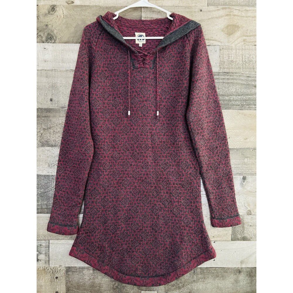 Artesania Inc Red Peruvian Alpaca Wool Blend Hooded Sweater Dress Size Large